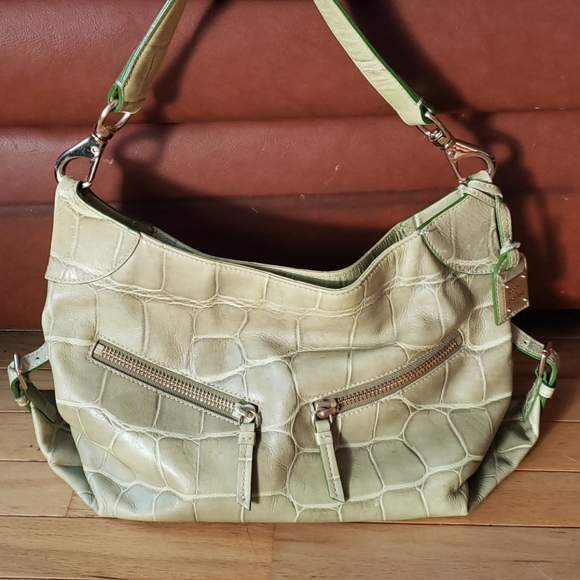 Dooney & Bourke Cinzia Hobo Satchel Medium Green Pistachio Leather Croc Embossed - Picture 1 of 7